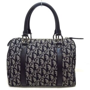 100% Authentic ChristiaDior Logogram Light gray Dark Navy Hand Bag 676-032724